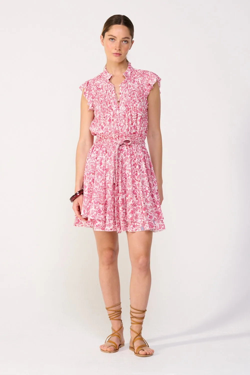 Mini Dress Callie - Pink Tiare sold by Poupette St Barth