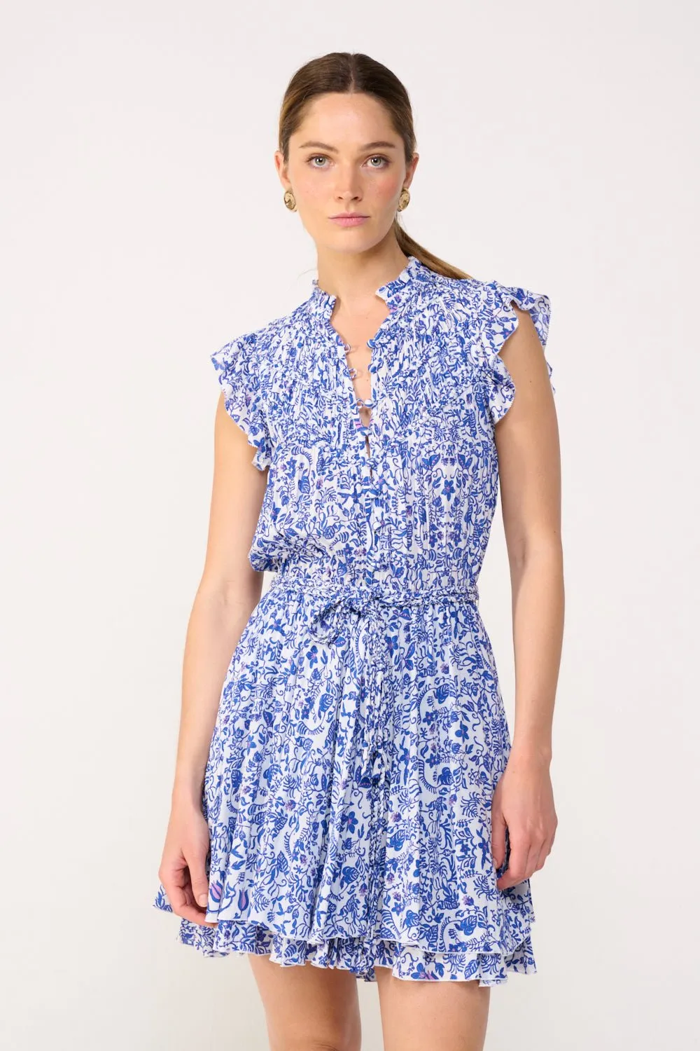 Mini Dress Callie - Blue Tiare sold by Poupette St Barth product image thumbnail 2