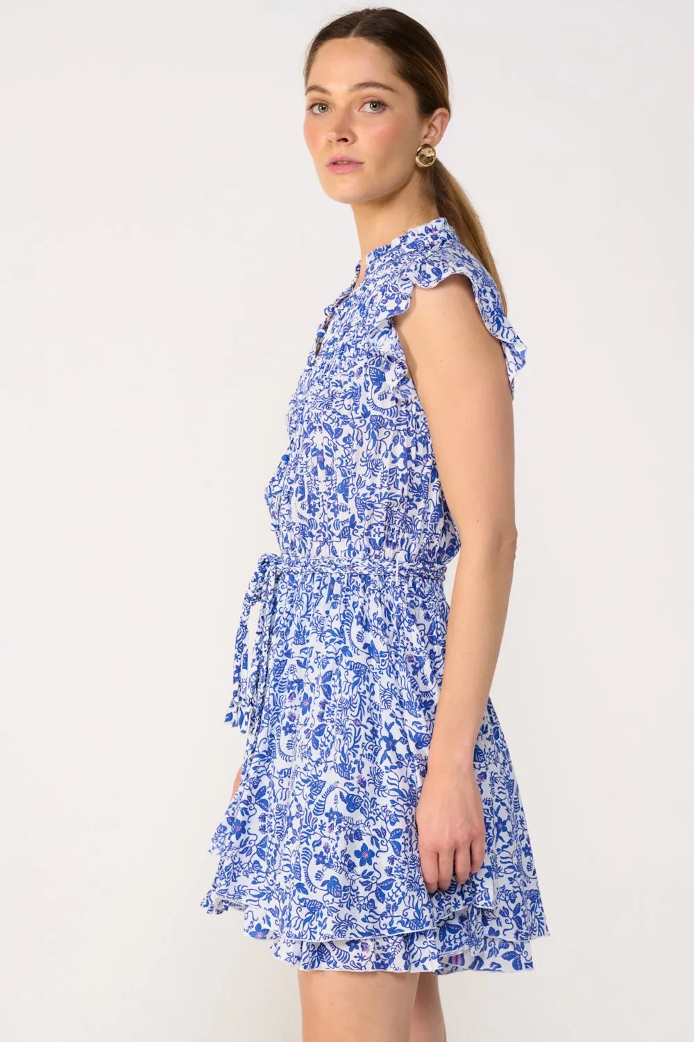 Mini Dress Callie - Blue Tiare sold by Poupette St Barth product image thumbnail 4