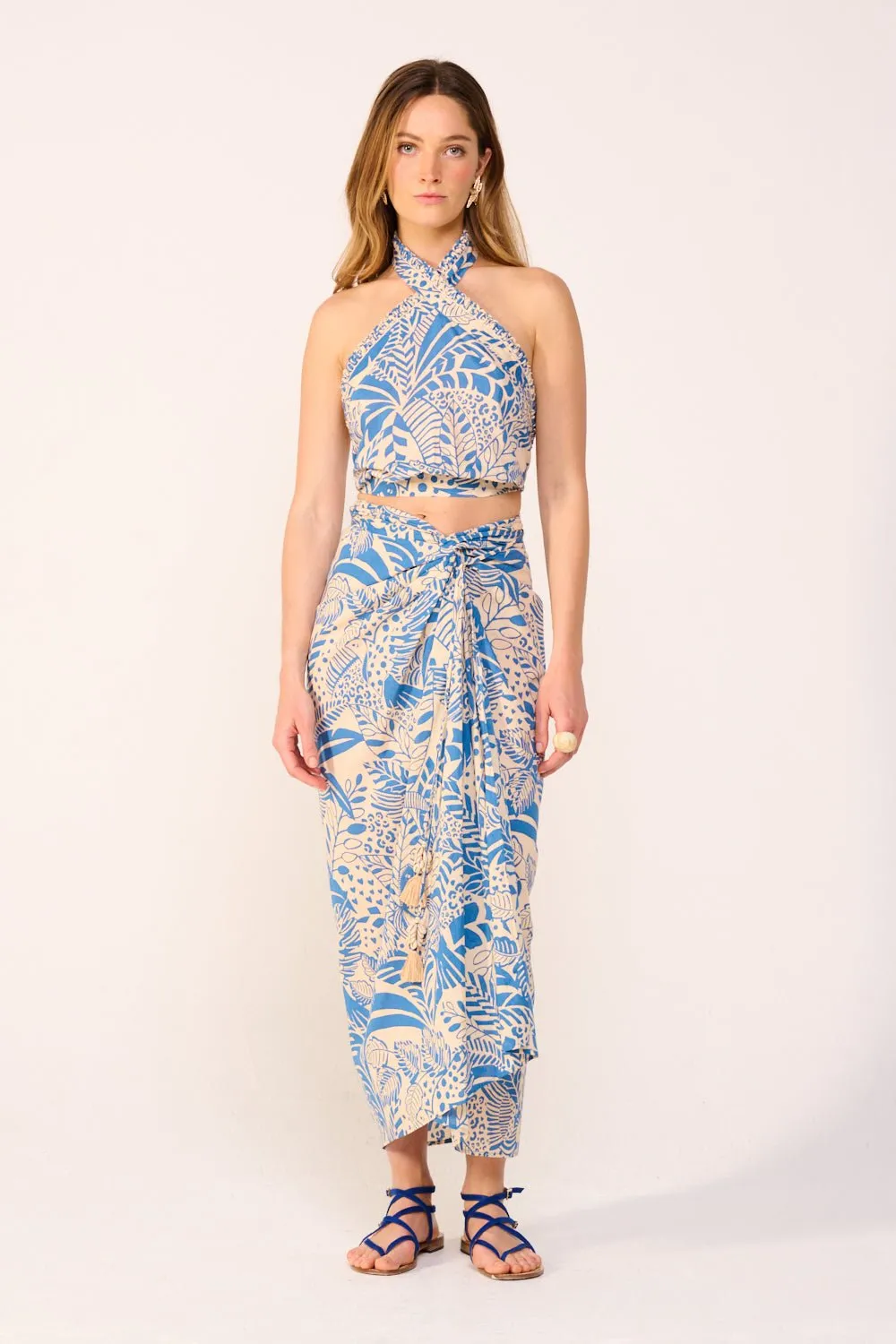 Long Skirt Uma - Blue Toucan sold by Poupette St Barth