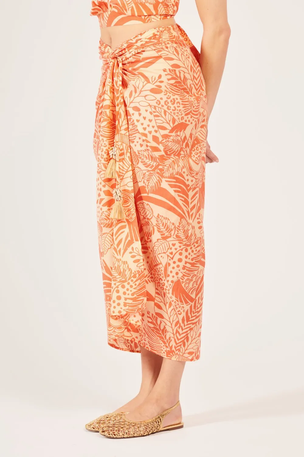 Long Skirt Uma - Orange Toucan sold by Poupette St Barth product image thumbnail 5