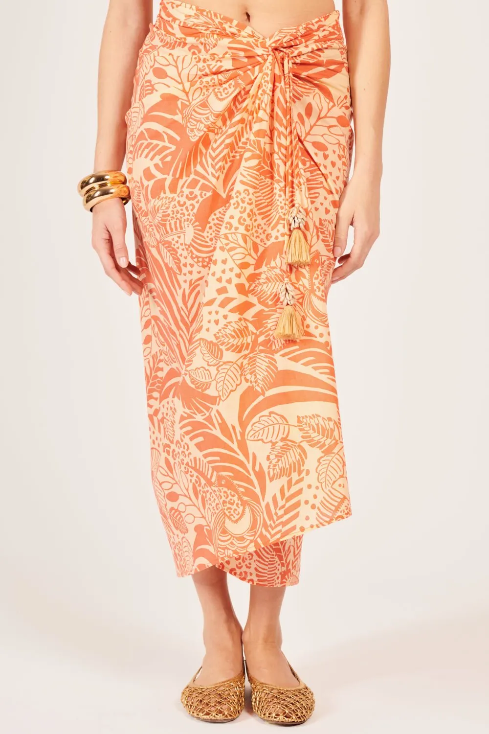 Long Skirt Uma - Orange Toucan sold by Poupette St Barth product image thumbnail 3