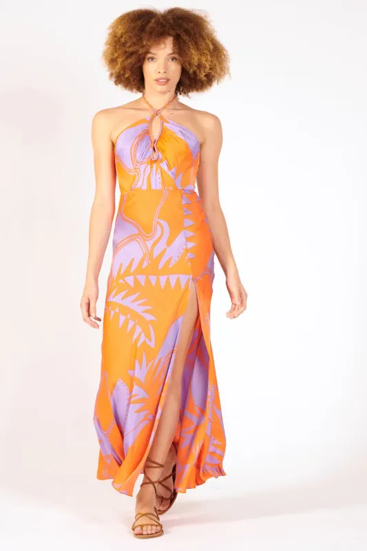 Long Dress Stella - Orange Oasis sold by Poupette St Barth