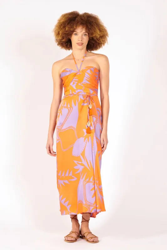 Long Dress Collina - Orange Oasis sold by Poupette St Barth