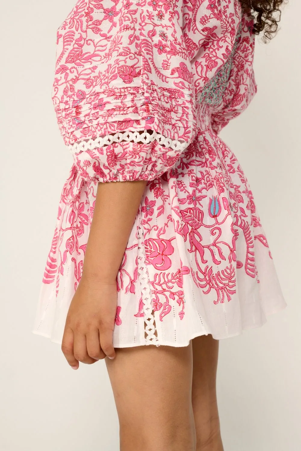 Short Jumpsuit Chantal for girls - Pink Tiare sold by Poupette St Barth product image thumbnail 5