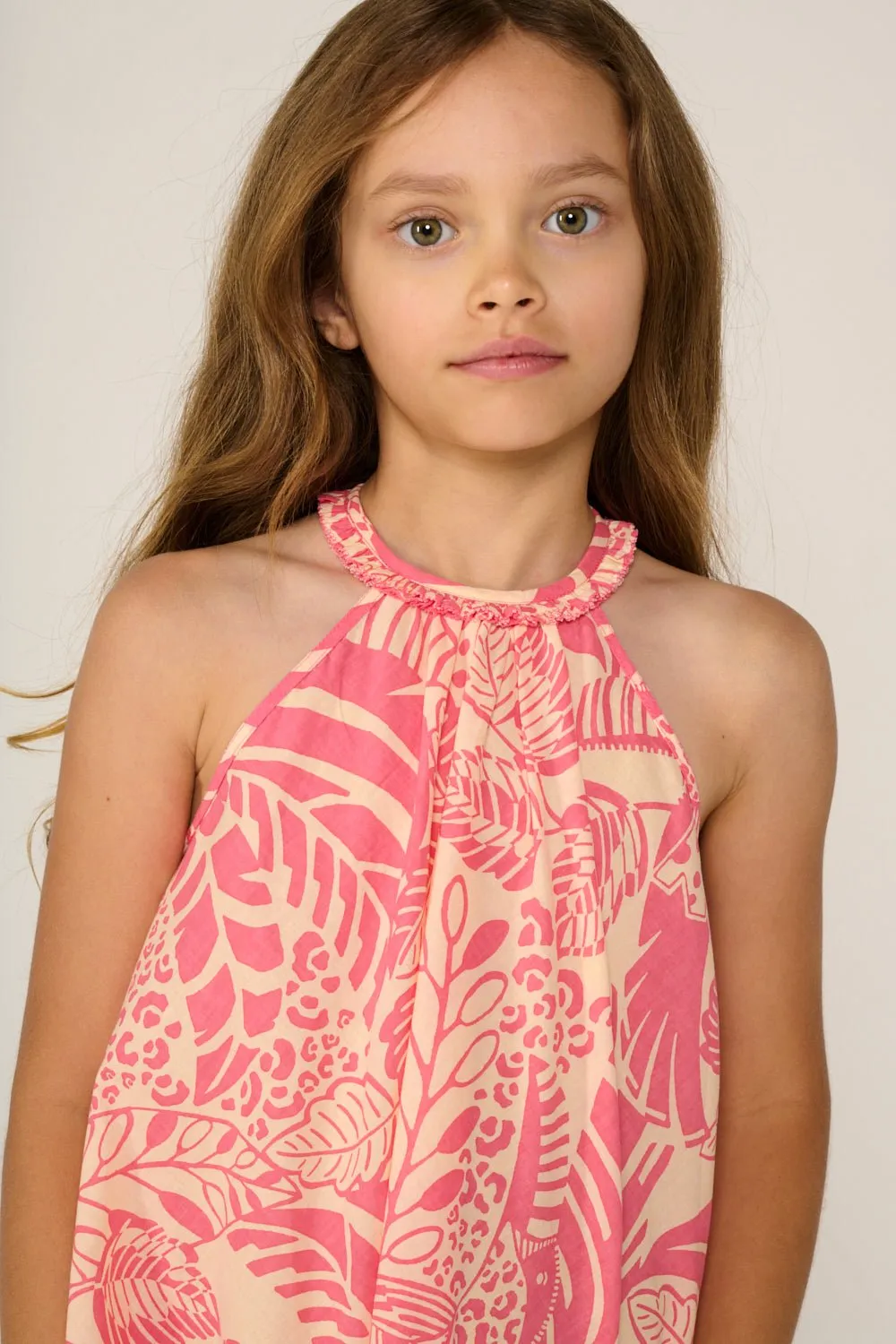 Mini Dress Cleo for girls - Pink Toucan sold by Poupette St Barth product image thumbnail 2