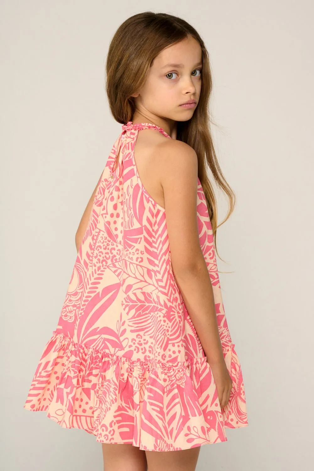 Mini Dress Cleo for girls - Pink Toucan sold by Poupette St Barth product image thumbnail 4