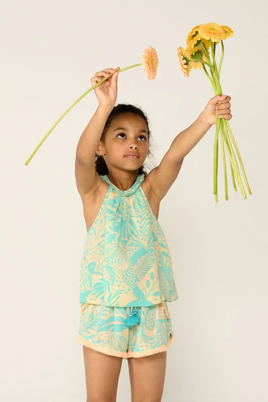 Top Cleo for girls - Aqua Toucan sold by Poupette St Barth