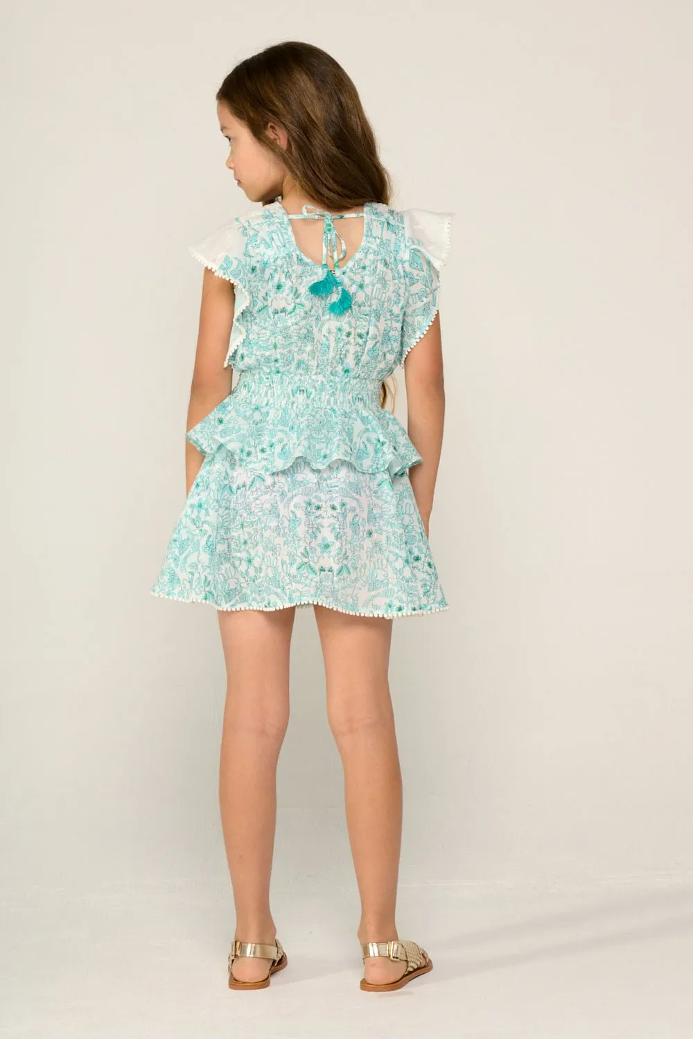 Mini Dress Noemi for girls - Aqua Tiare sold by Poupette St Barth product image thumbnail 4