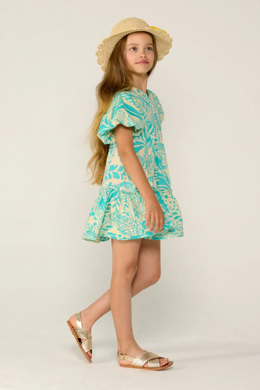 Mini Dress Cruz for girls - Aqua Toucan sold by Poupette St Barth product image thumbnail 3