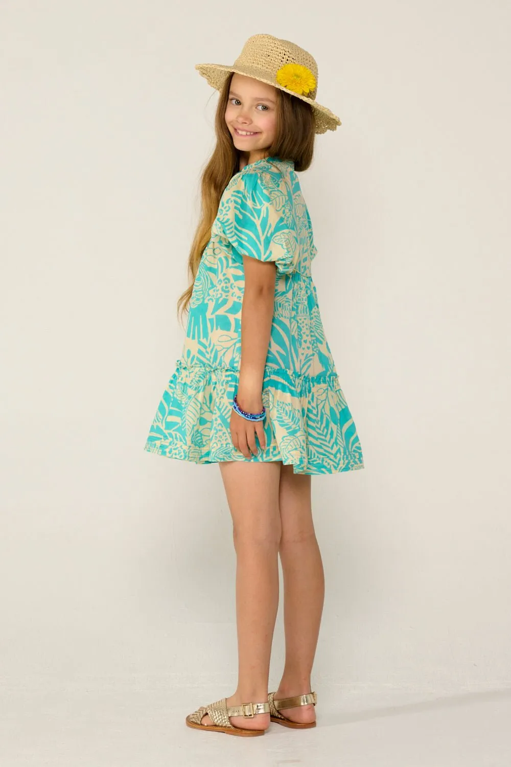 Mini Dress Cruz for girls - Aqua Toucan sold by Poupette St Barth product image thumbnail 4