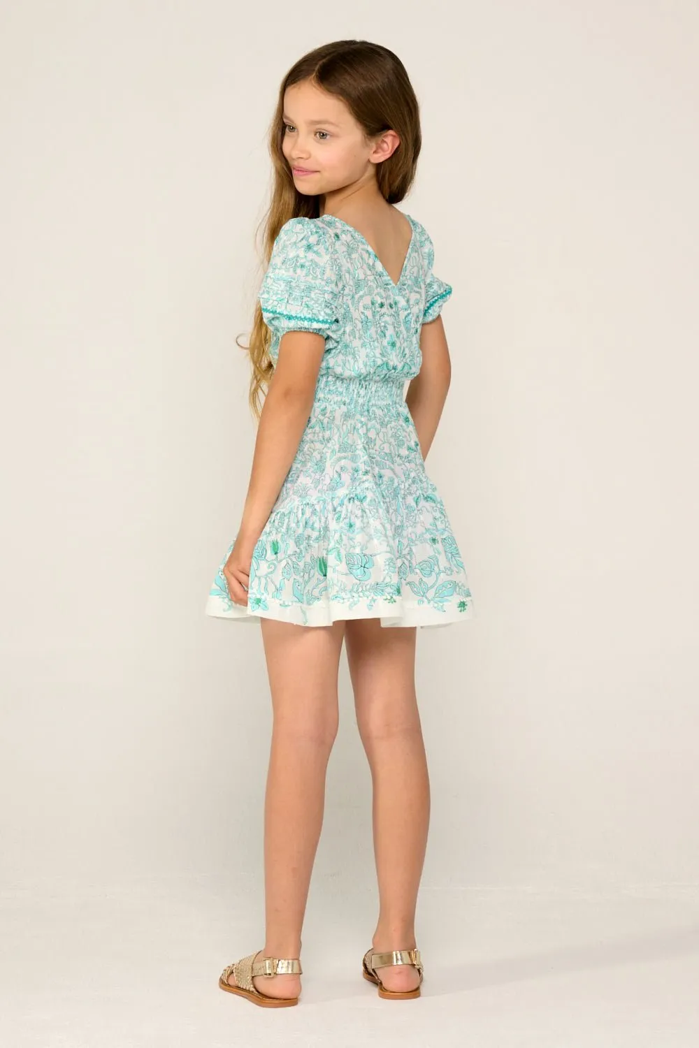 Mini Dress Chantal for girls - Aqua Tiare sold by Poupette St Barth product image thumbnail 5