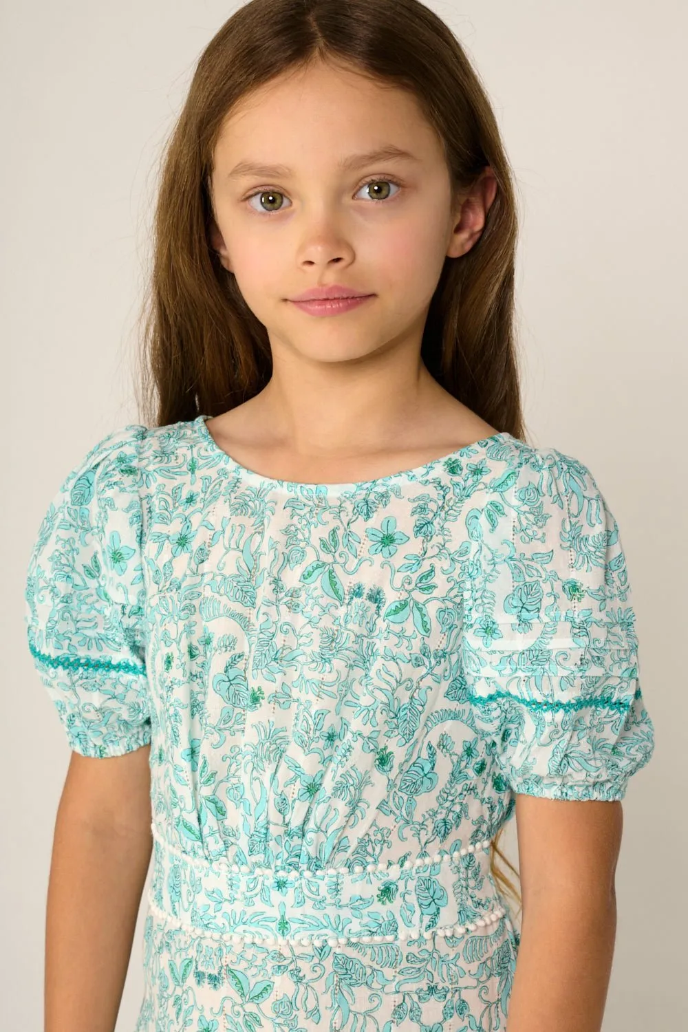 Mini Dress Chantal for girls - Aqua Tiare sold by Poupette St Barth product image thumbnail 3