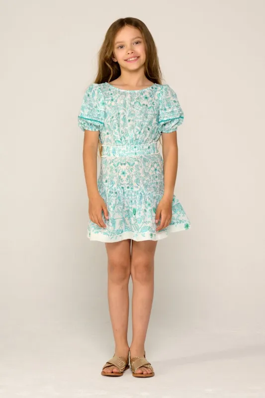 Mini Dress Chantal for girls - Aqua Tiare sold by Poupette St Barth