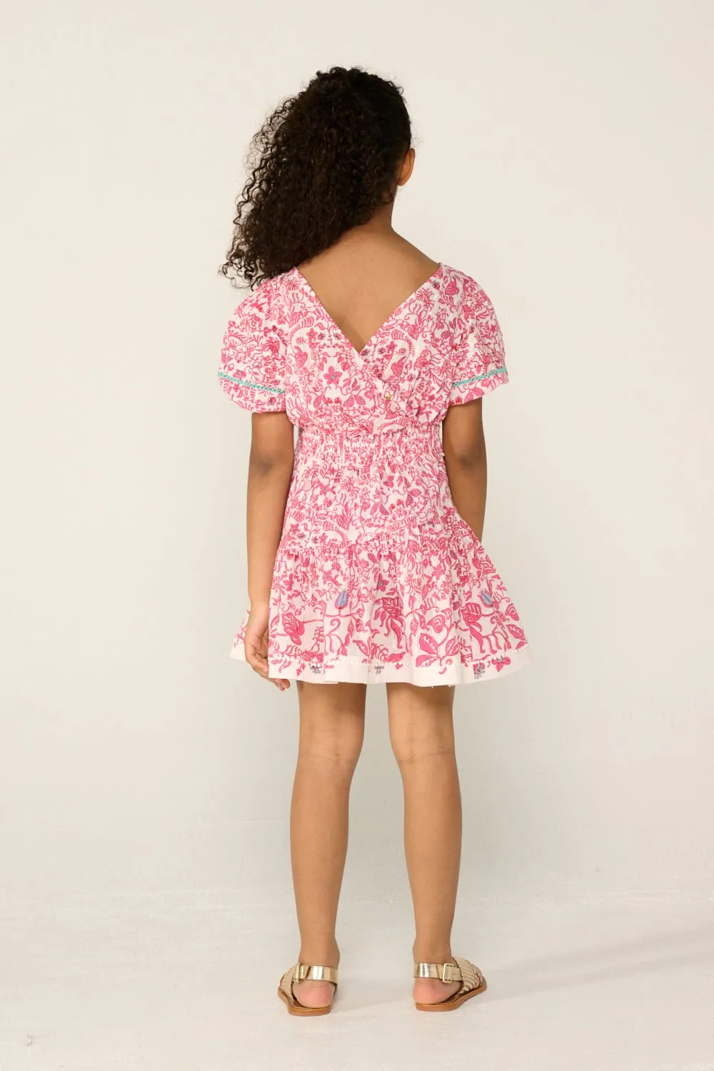 Mini Dress Chantal for girls - Pink Tiare sold by Poupette St Barth product image thumbnail 5