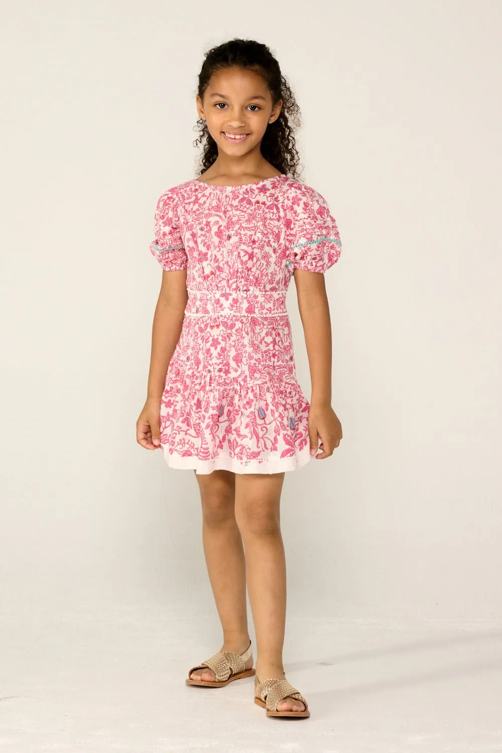 Mini Dress Chantal for girls - Pink Tiare sold by Poupette St Barth product image thumbnail 2