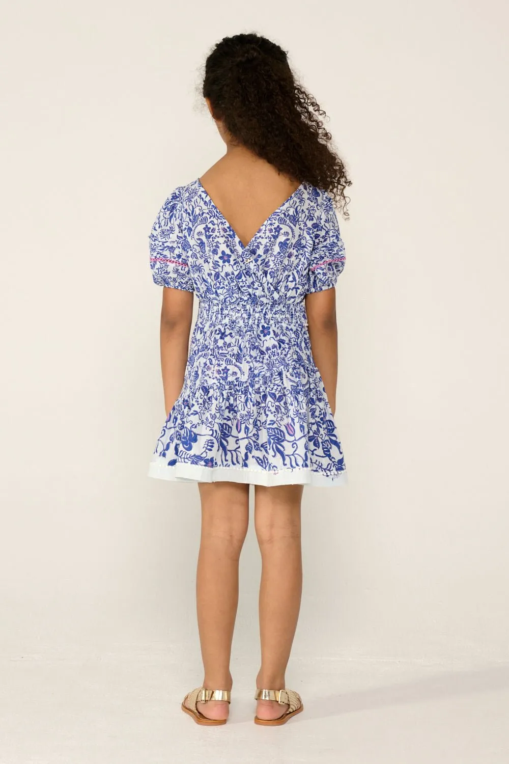 Mini Dress Chantal for girls - Blue Tiare sold by Poupette St Barth product image thumbnail 4