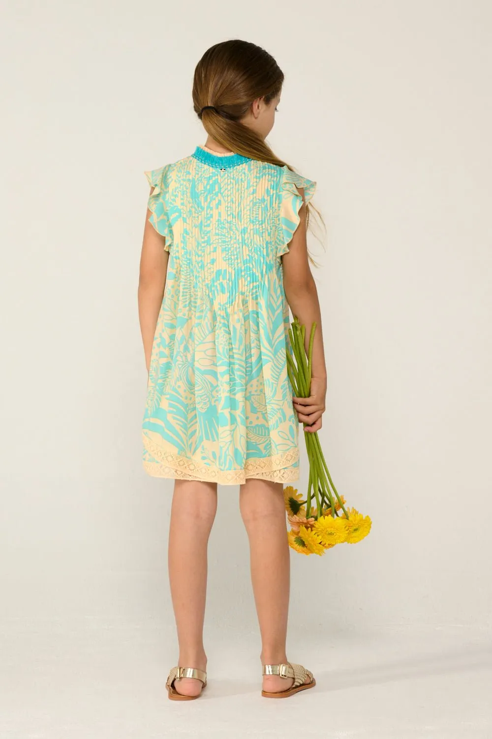 Mini Dress Sasha for girls - Aqua Toucan sold by Poupette St Barth product image thumbnail 4
