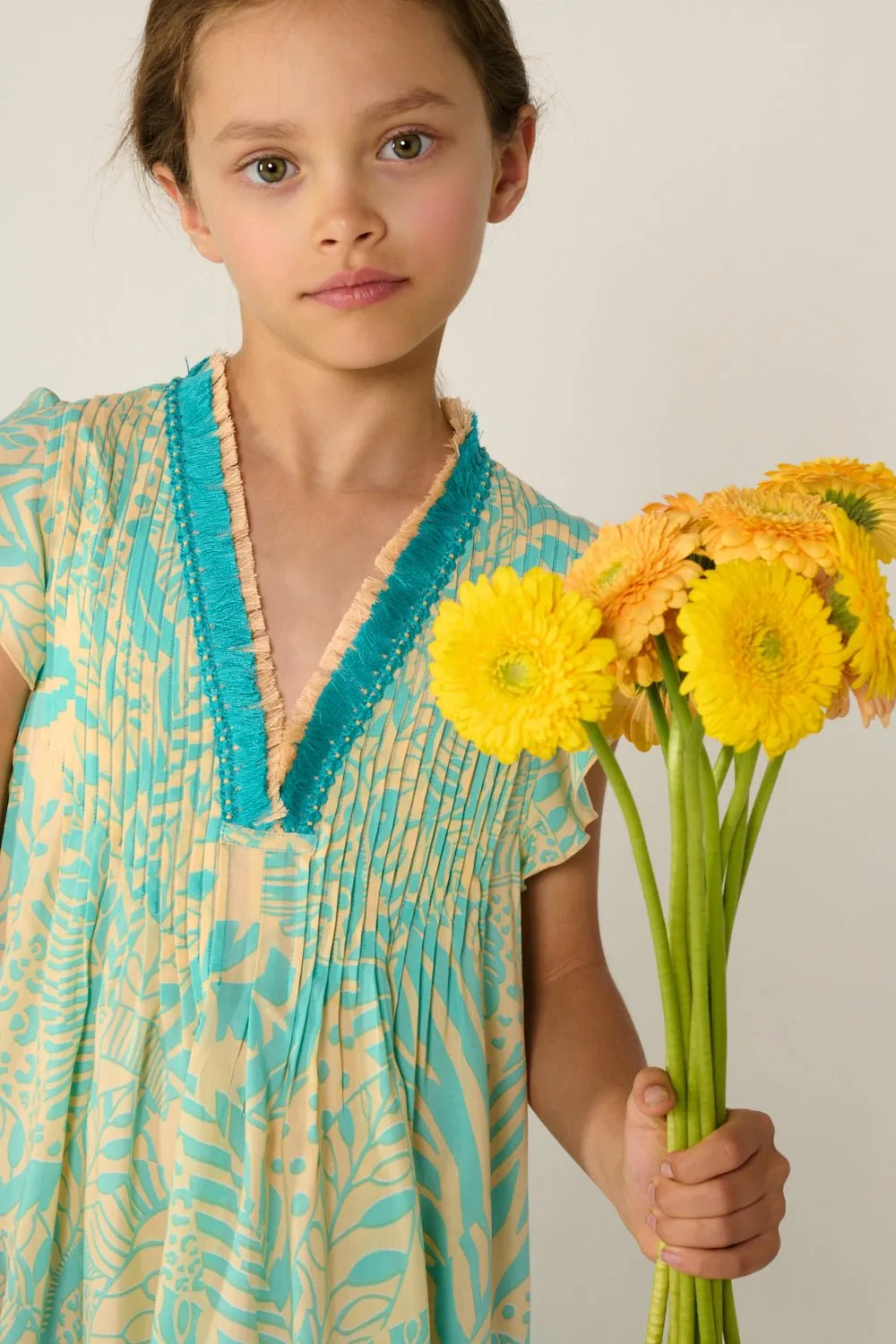 Mini Dress Sasha for girls - Aqua Toucan sold by Poupette St Barth product image thumbnail 3