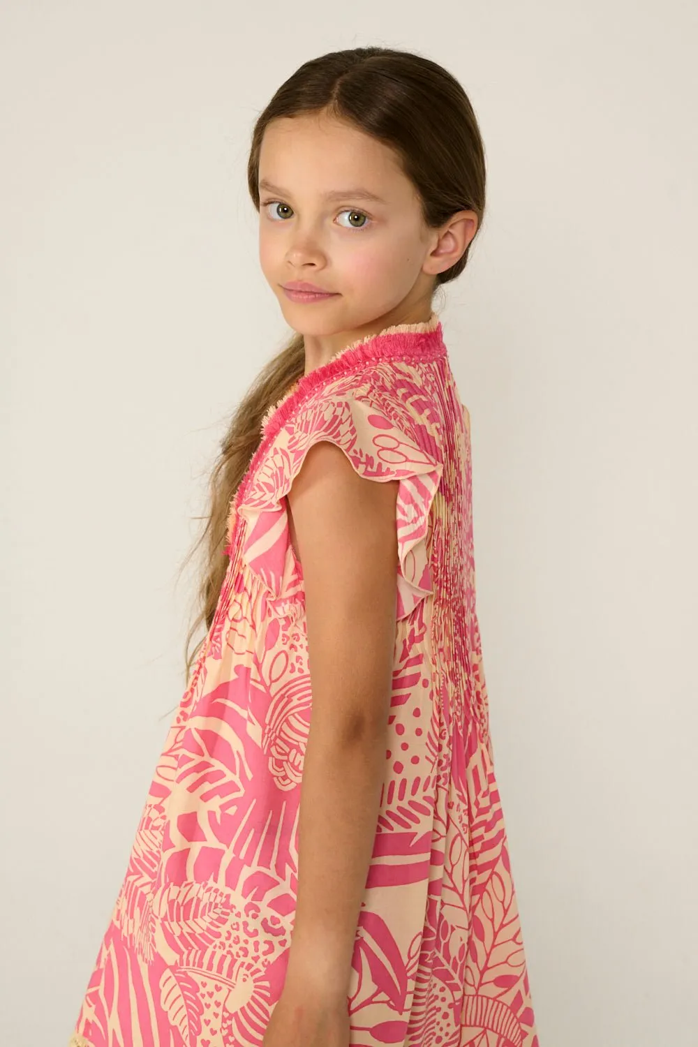 Mini Dress Sasha for girls - Pink Toucan sold by Poupette St Barth product image thumbnail 4