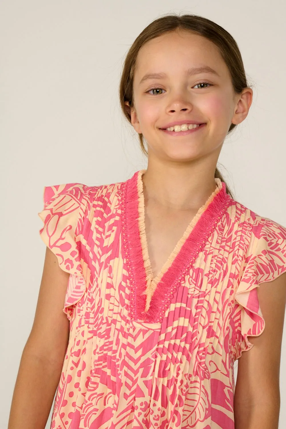 Mini Dress Sasha for girls - Pink Toucan sold by Poupette St Barth product image thumbnail 3