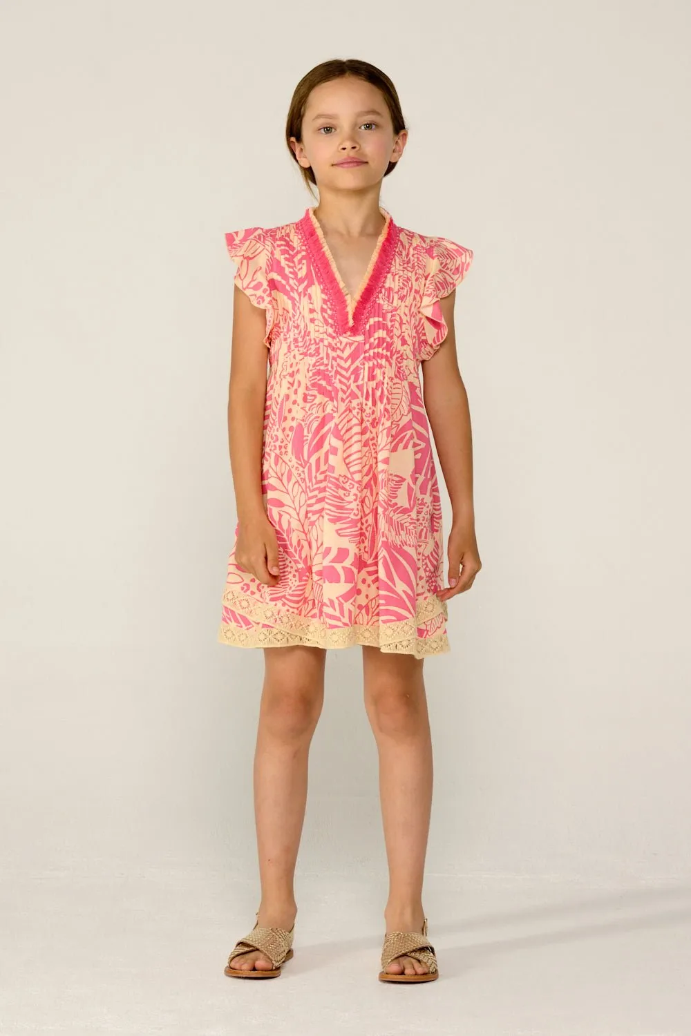 Mini Dress Sasha for girls - Pink Toucan sold by Poupette St Barth product image thumbnail 5