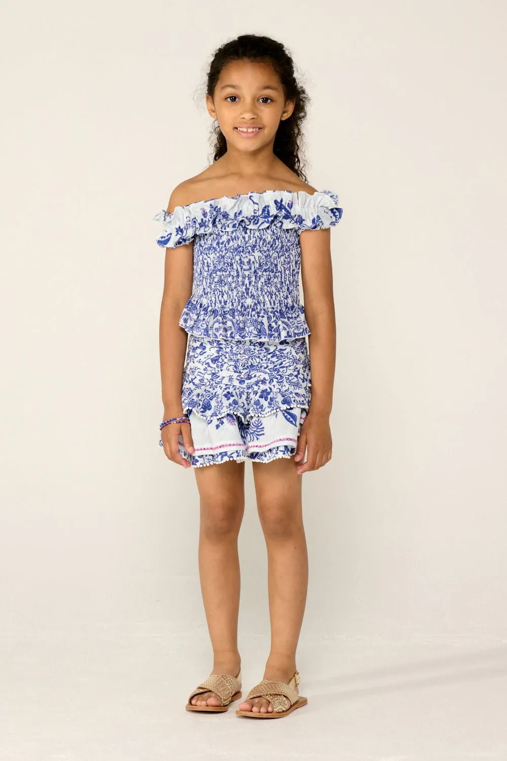 Mini Skirt Alizee for girls - Blue Tiare sold by Poupette St Barth
