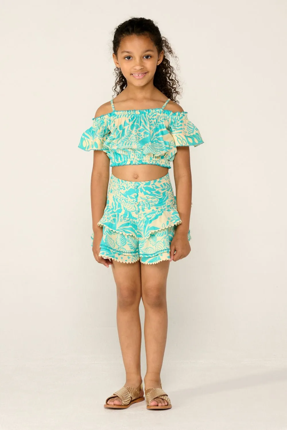 Mini Skirt Alizee for girls - Aqua Toucan sold by Poupette St Barth
