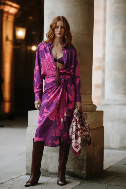 Shirt Eileen - Purple Hibiscus sold by Poupette St Barth