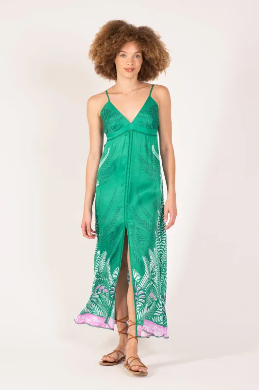 Long Dress Denise - Green Oolong sold by Poupette St Barth