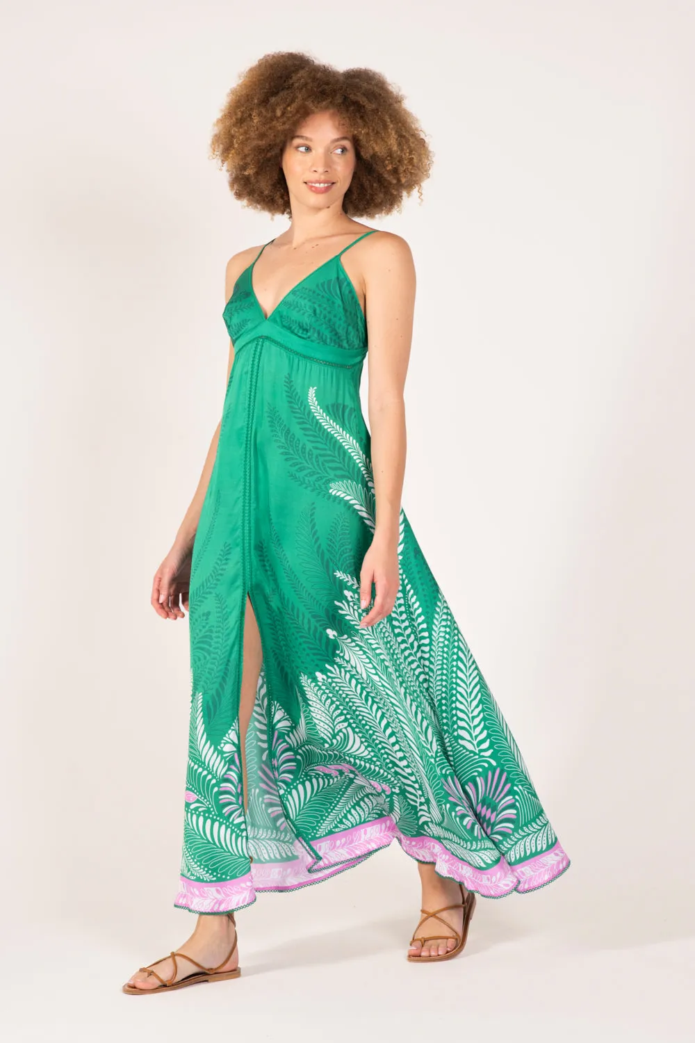Long Dress Denise - Green Oolong sold by Poupette St Barth product image thumbnail 3