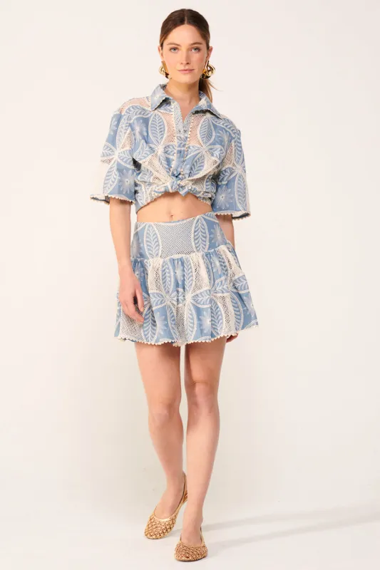 Mini Skirt Colleen - Blue sold by Poupette St Barth