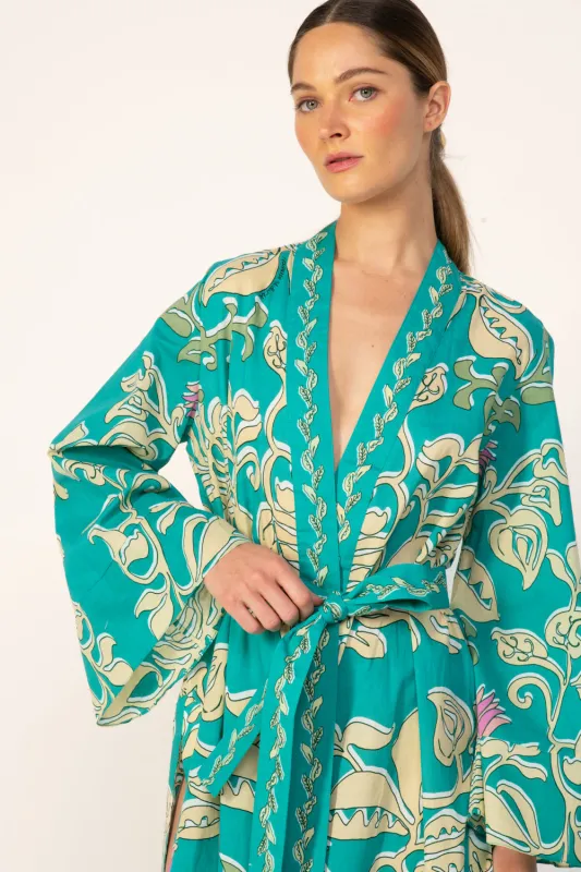 Kimono Lea - Turquoise Ritual sold by Poupette St Barth