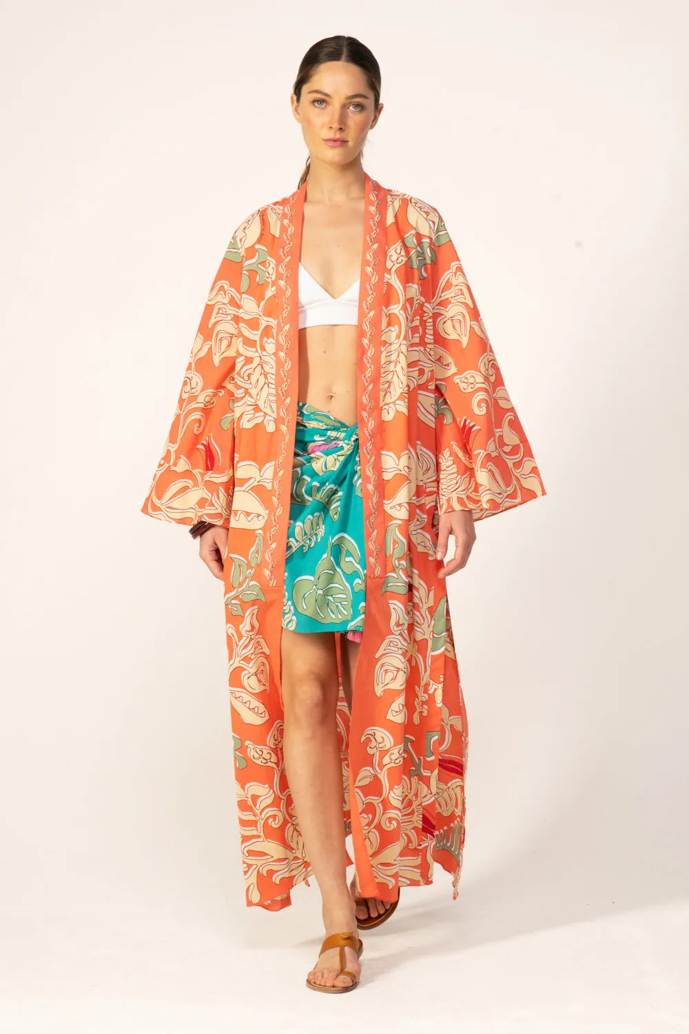 Kimono Lea - Orange Ritual sold by Poupette St Barth