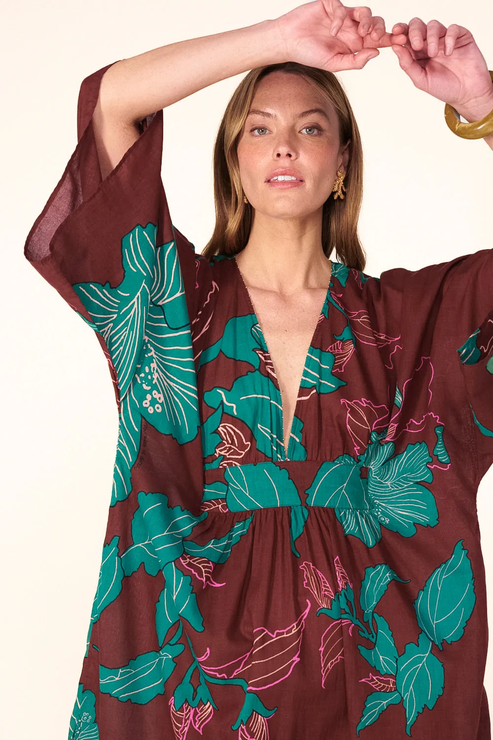 Kaftan Sol - Brown Hibiscus sold by Poupette St Barth product image thumbnail 2