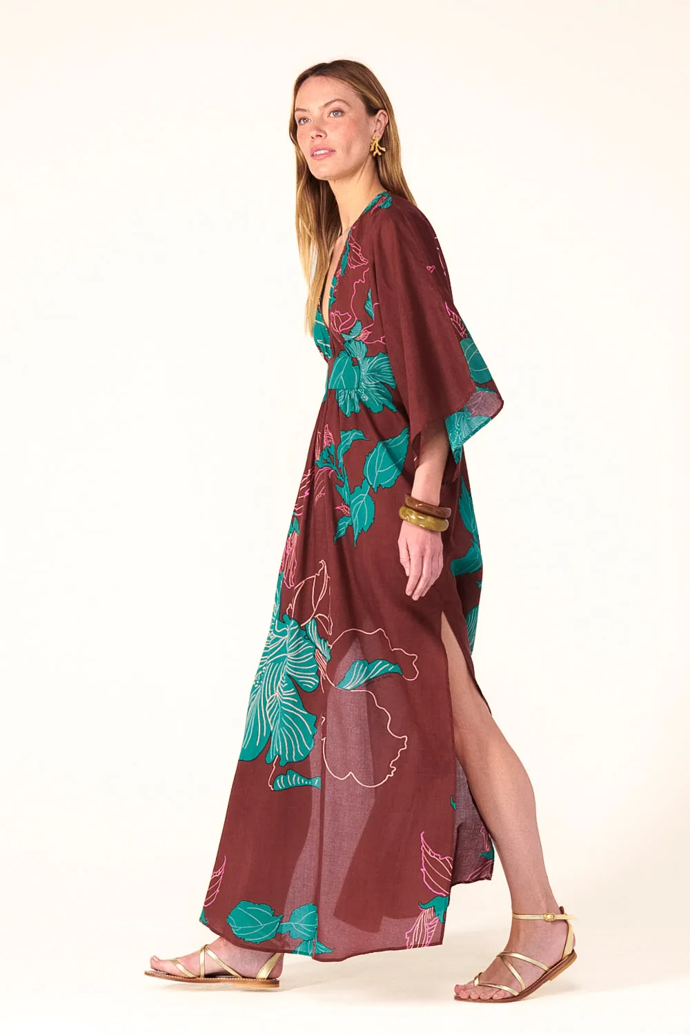 Kaftan Sol - Brown Hibiscus sold by Poupette St Barth product image thumbnail 3
