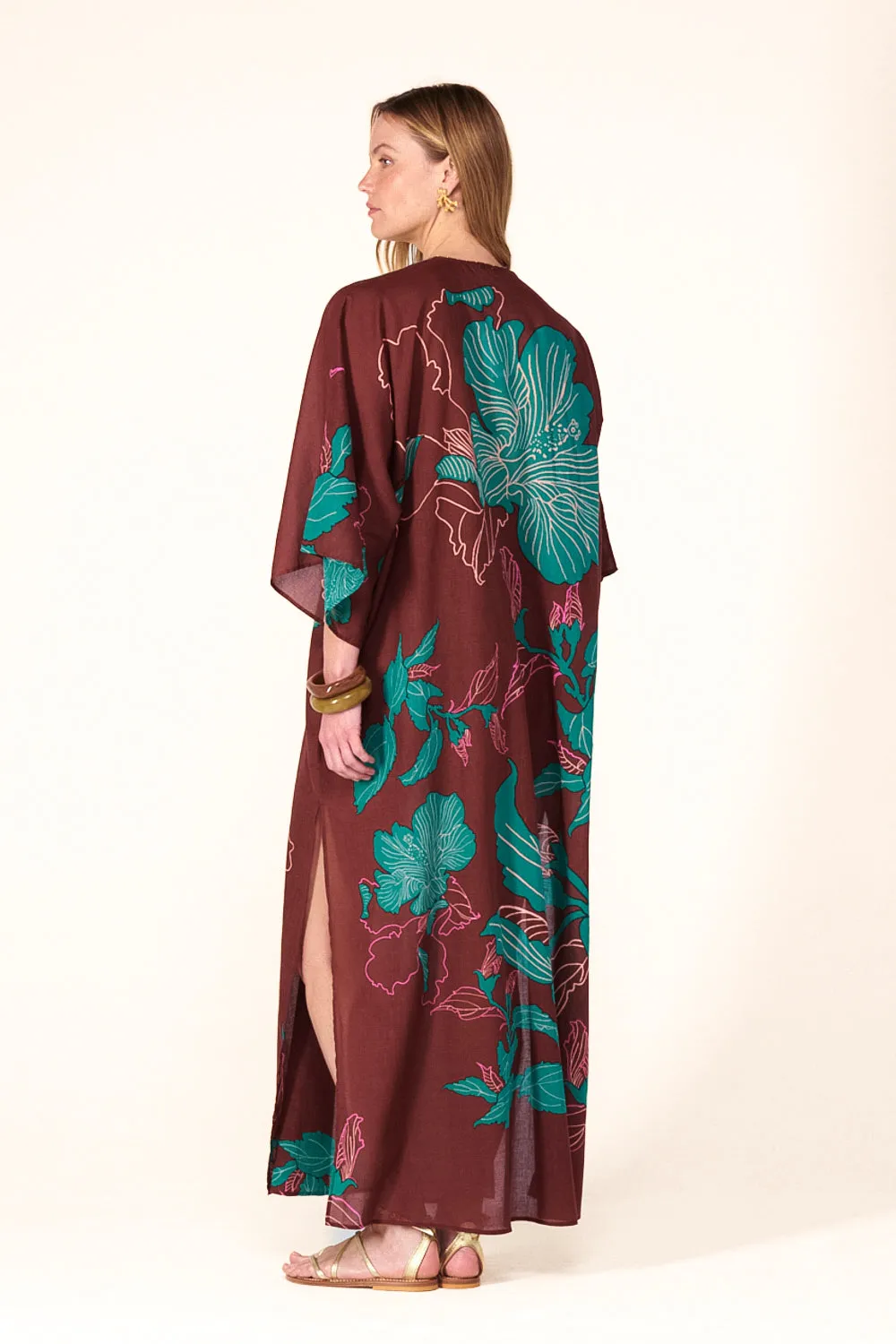 Kaftan Sol - Brown Hibiscus sold by Poupette St Barth product image thumbnail 4