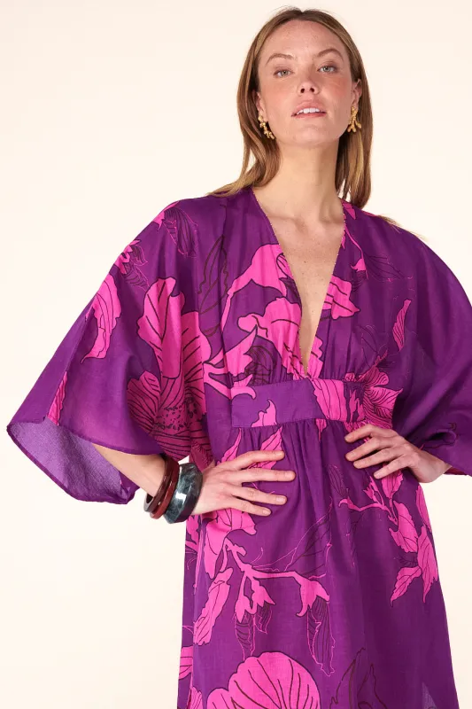 Kaftan Sol - Purple Hibiscus sold by Poupette St Barth