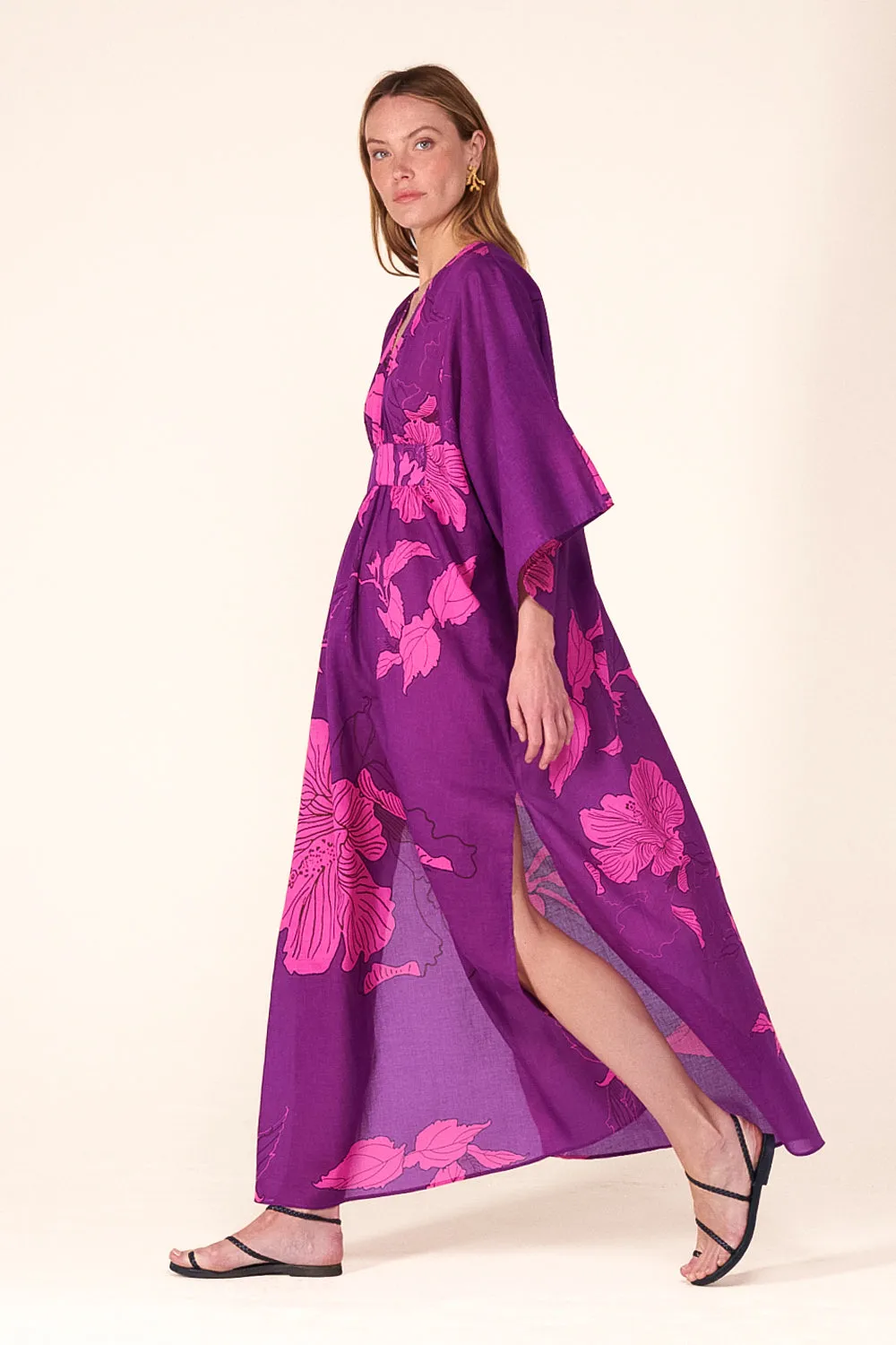 Kaftan Sol - Purple Hibiscus sold by Poupette St Barth product image thumbnail 3