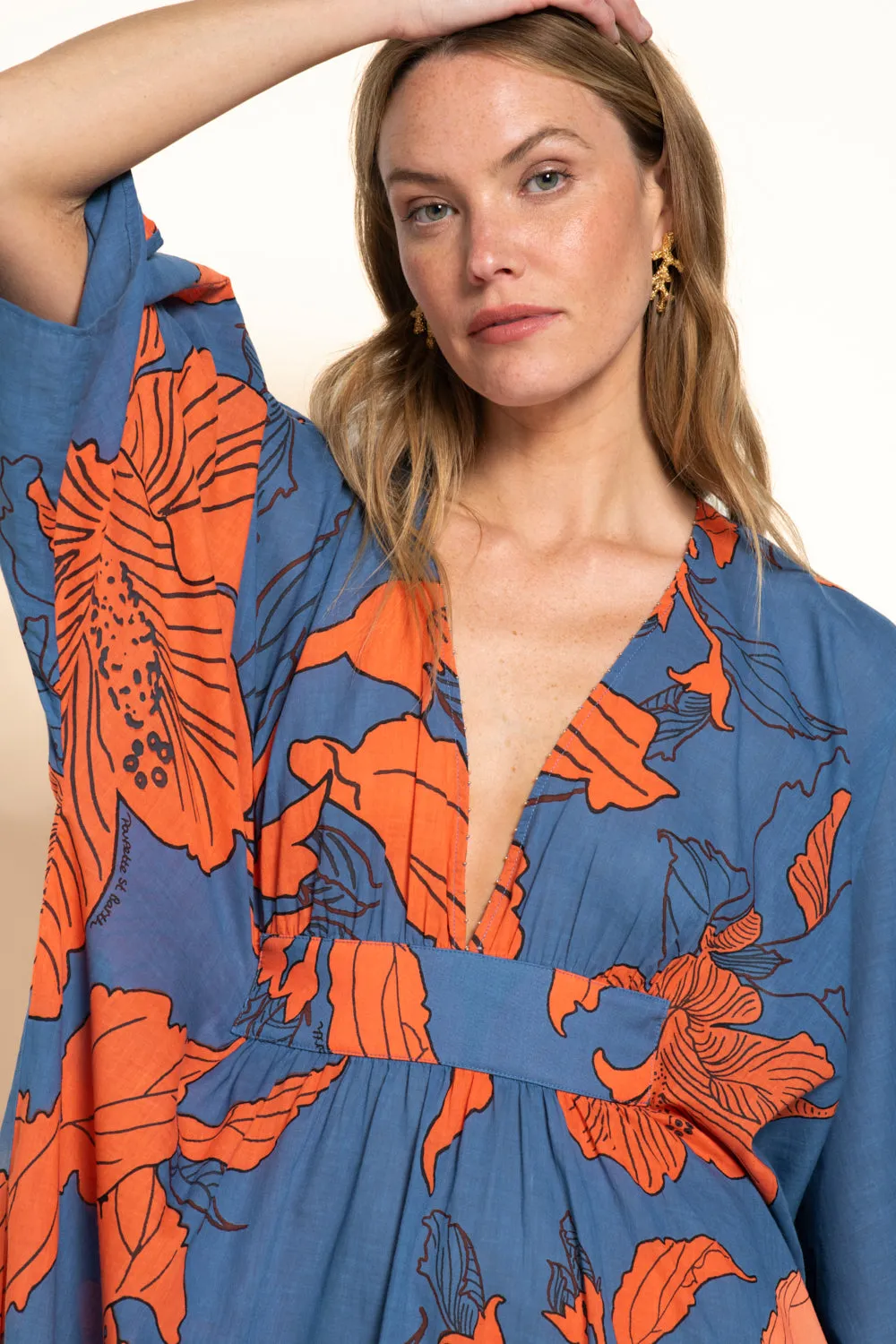 Kaftan Sol - Blue Hibiscus sold by Poupette St Barth product image thumbnail 2
