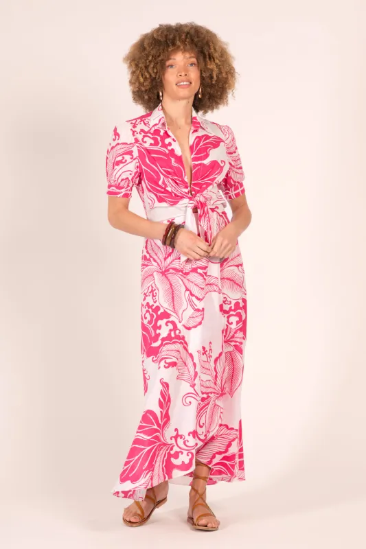 Long Dress Eren - Pink Reef Wave sold by Poupette St Barth