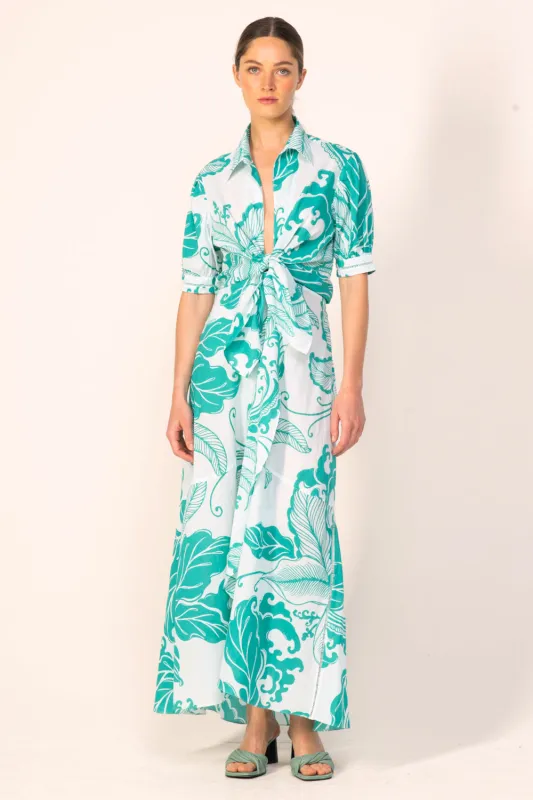 Long Dress Eren - Green Reef Wave sold by Poupette St Barth