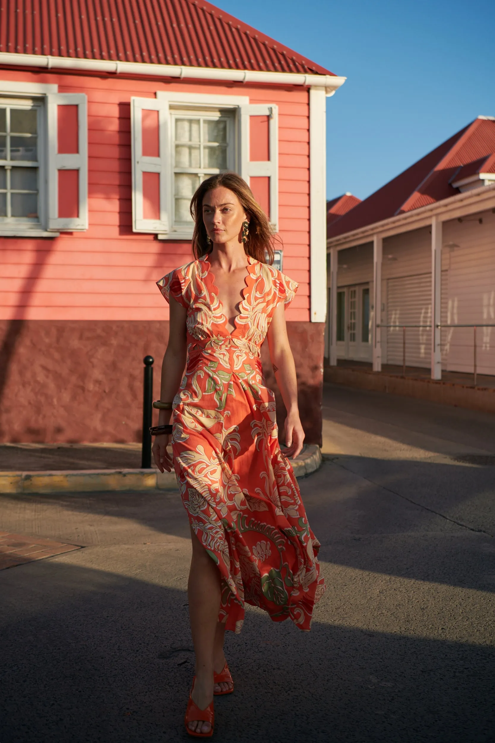 Long Dress Noreen - Orange Ritual sold by Poupette St Barth product image thumbnail 2
