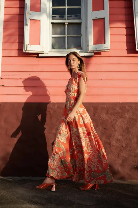 Long Dress Noreen - Orange Ritual sold by Poupette St Barth