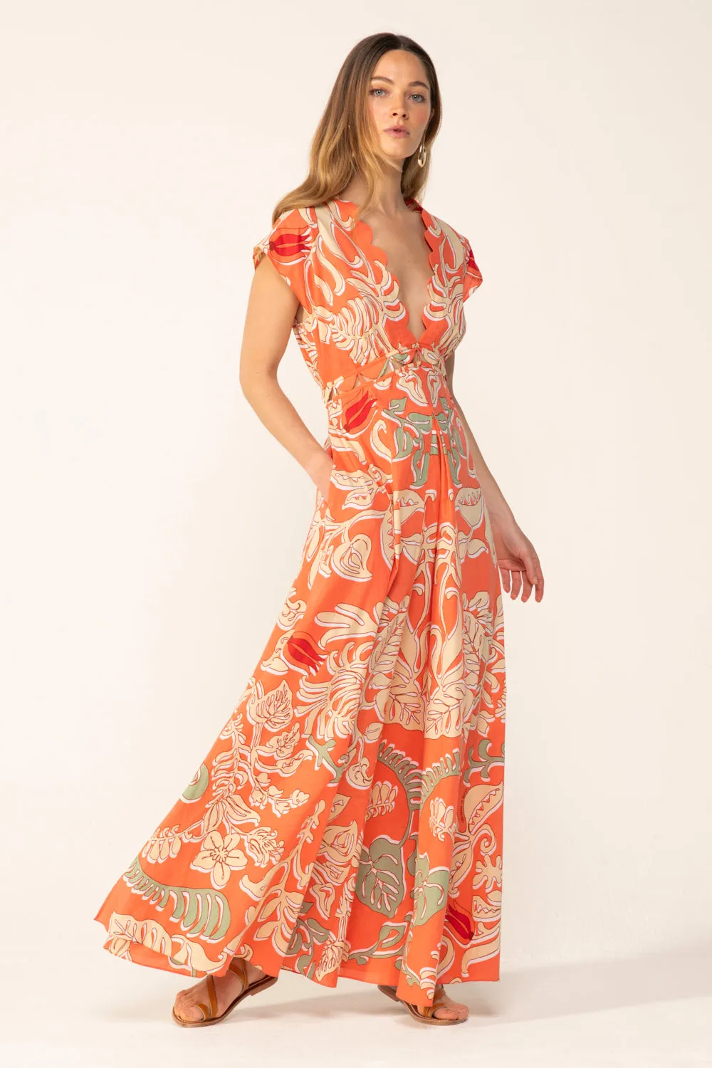 Long Dress Noreen - Orange Ritual sold by Poupette St Barth product image thumbnail 3