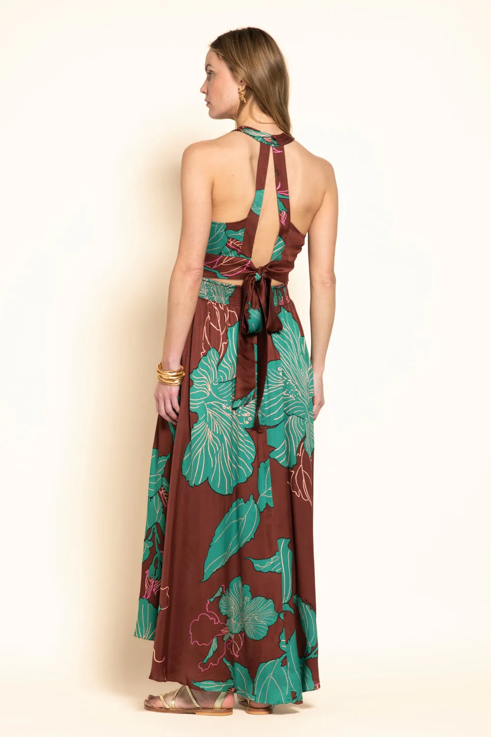 Long Dress Clea - Brown Hibiscus sold by Poupette St Barth product image thumbnail 4