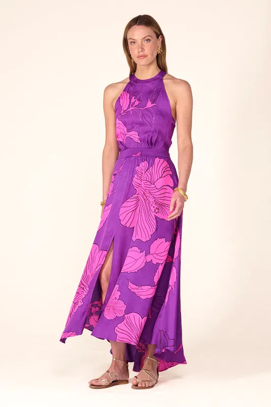 Long Dress Clea - Purple Hibiscus sold by Poupette St Barth