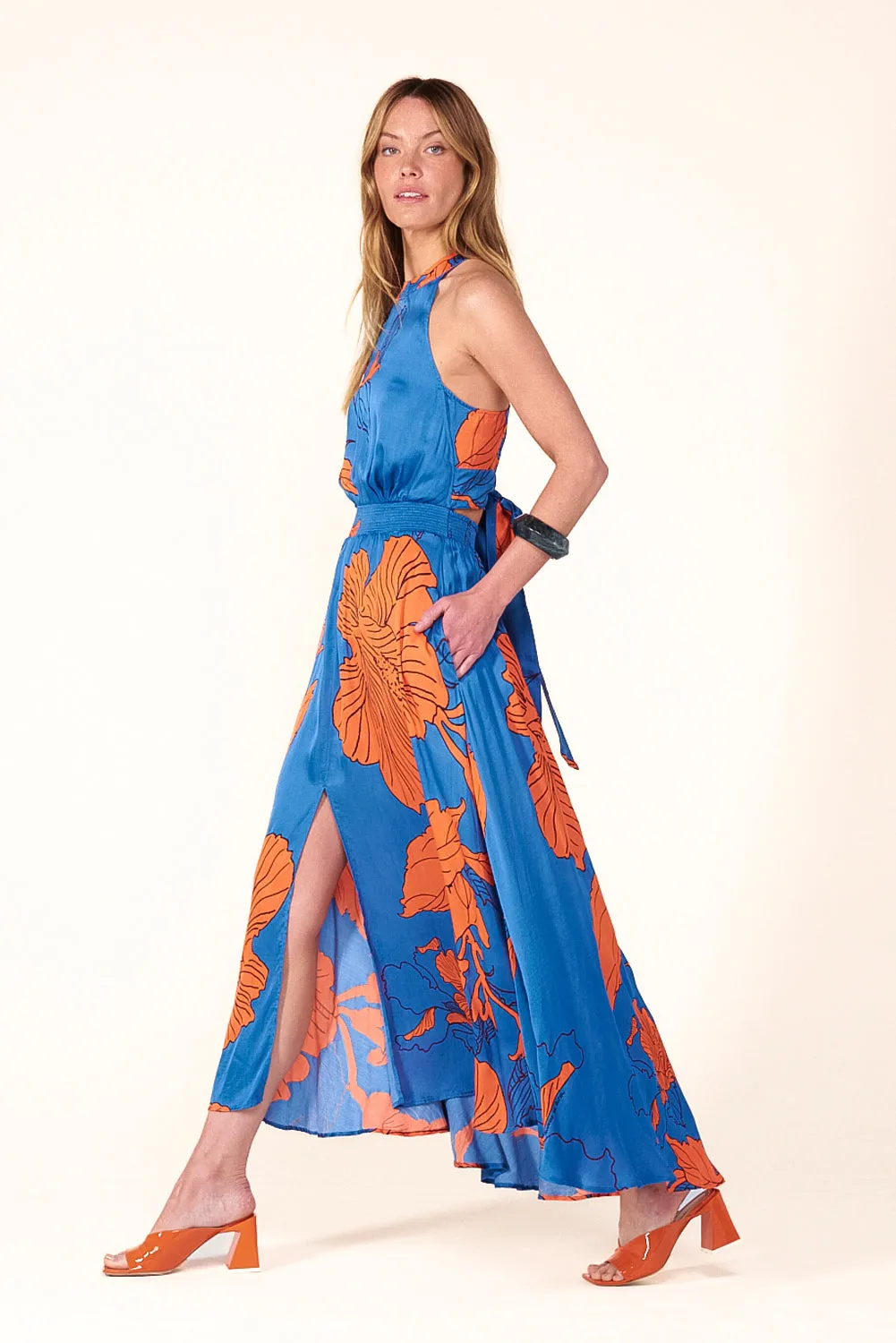 Long Dress Clea - Blue Hibiscus sold by Poupette St Barth product image thumbnail 5
