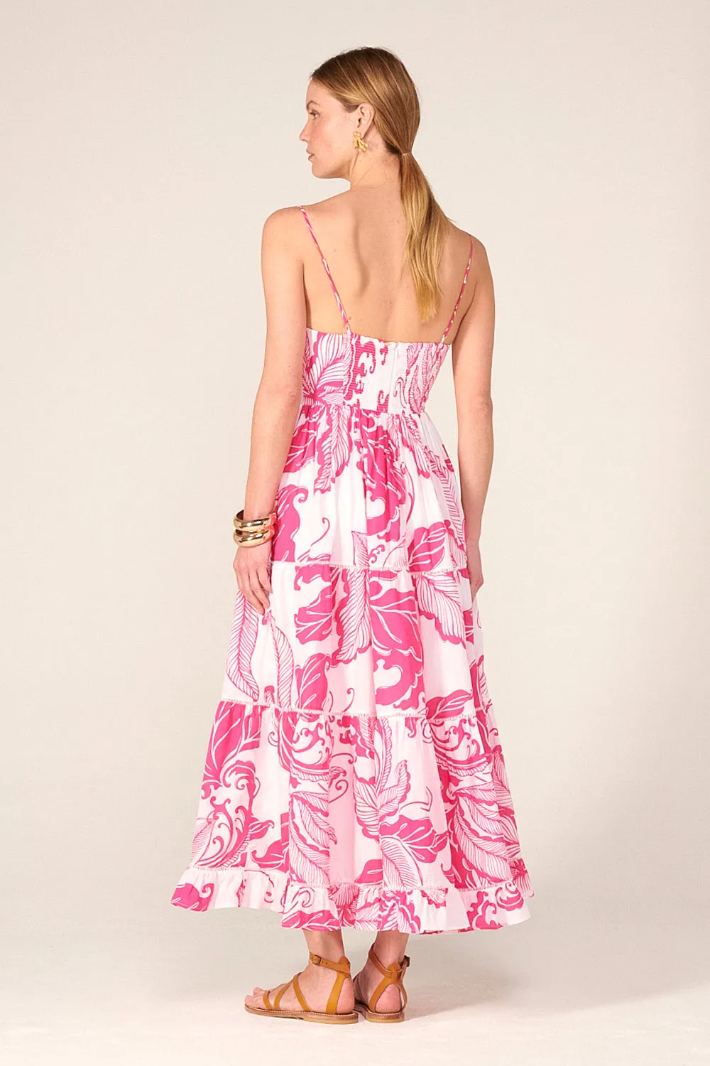 Long Dress Milena - Pink Reef Wave sold by Poupette St Barth product image thumbnail 3