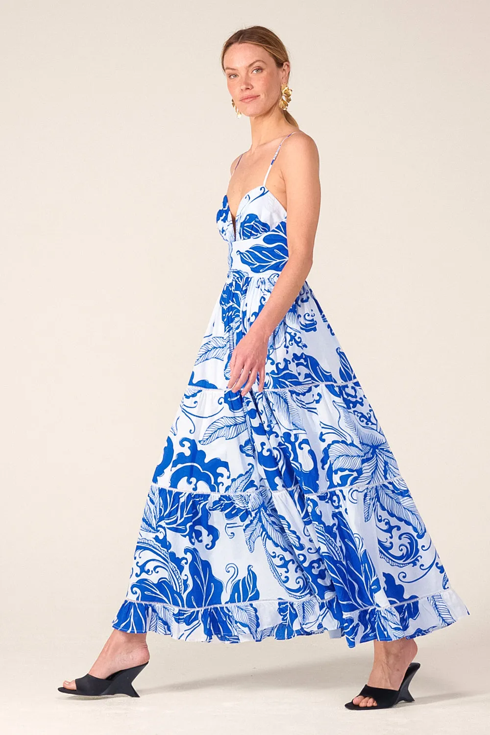 Long Dress Milena - Blue Reef Wave sold by Poupette St Barth product image thumbnail 3